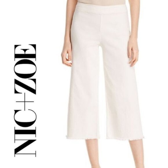 NIC+ZOE Pants Women’s Crop Stretch Denim Wide Leg Capris Size 8 - Picture 1 of 6